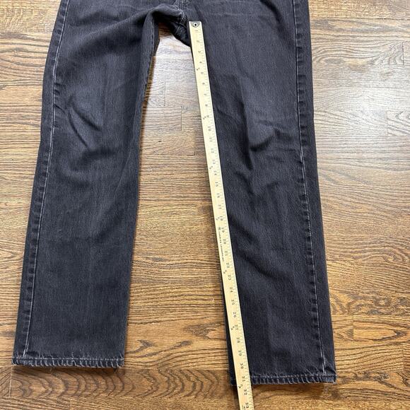 Vintage 90s Levis 501 Jeans Men 36x34 Black Straight Button Fly Denim Distressed - Picture 7 of 13